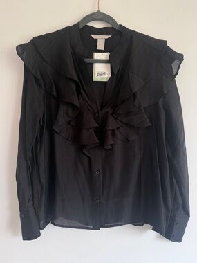 H&M Ruffled V-Neck Black Women’s Blouse